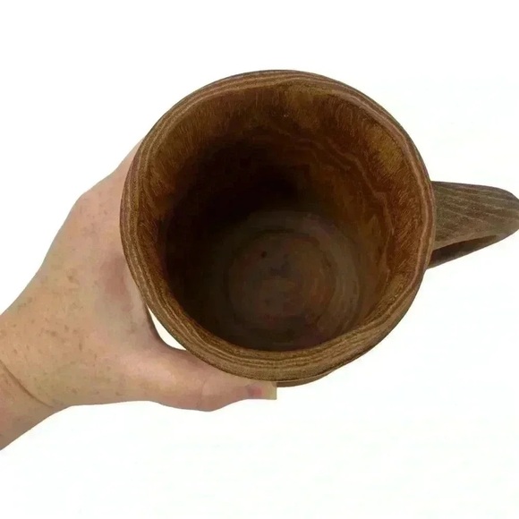 Vintage Hand Carved Wooden Mug Rustic Trinket Holder Pen Cup Knickknack Decor - Picture 9 of 11